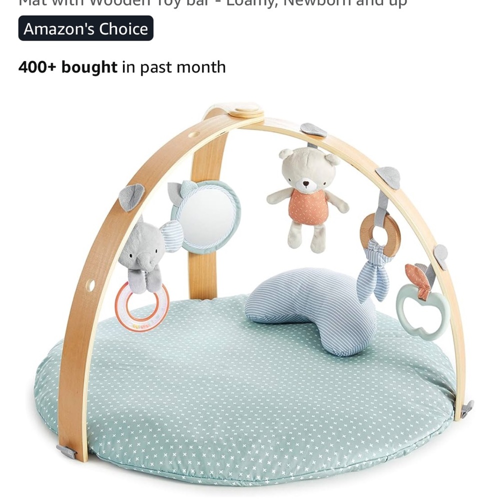 Wooden Baby Play Gym with Plush Toys